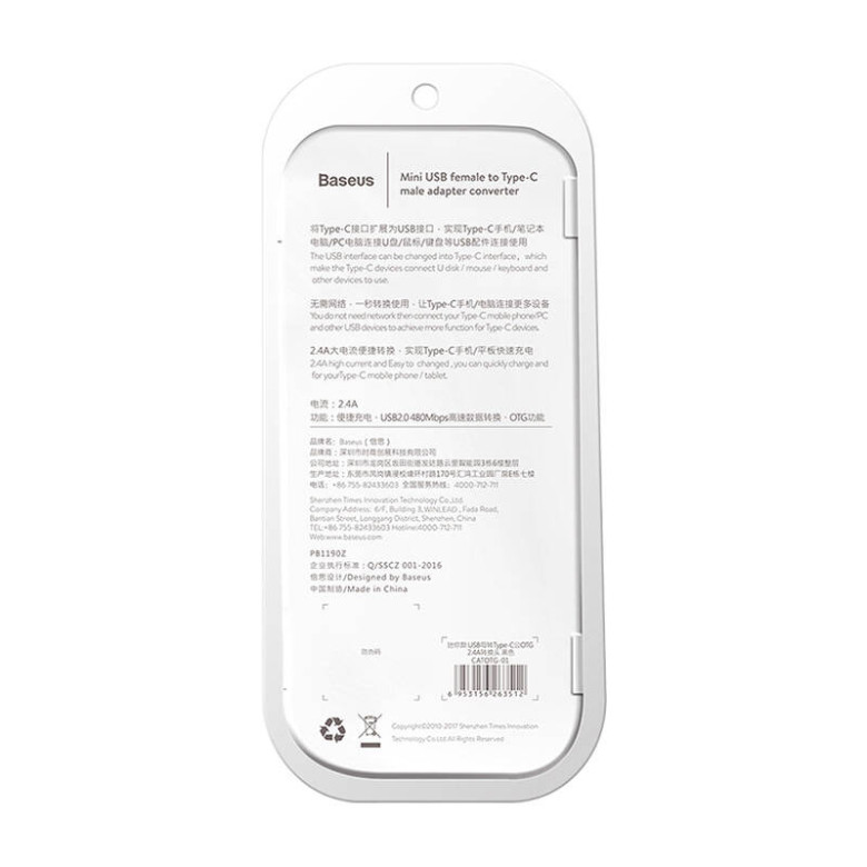 Baseus Micro USB-C - USB adapter (fekete)