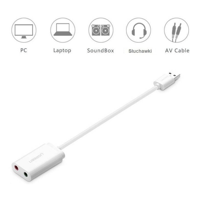UGREEN 15 cm-es USB külső hangkártya - fehér UGREEN 15 cm-es USB külső hangkártya - fehér