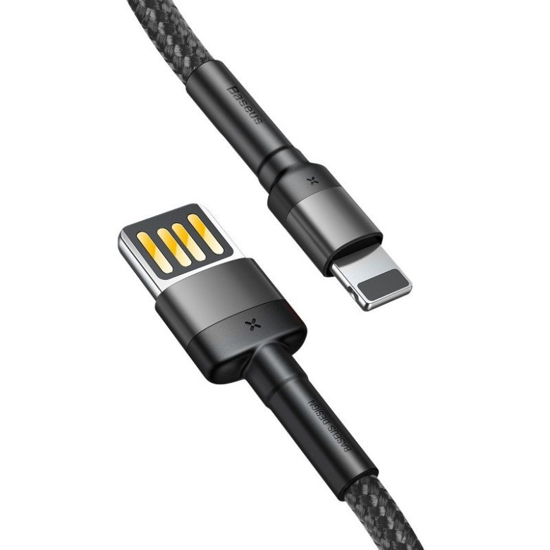 Baseus Cafule 1,5A 2 m-es Lightning USB-kábel (kétoldalas) (szürke-fekete) Baseus Cafule 1,5A 2 m-es Lightning USB-kábel (kétoldalas) (szürke-fekete)