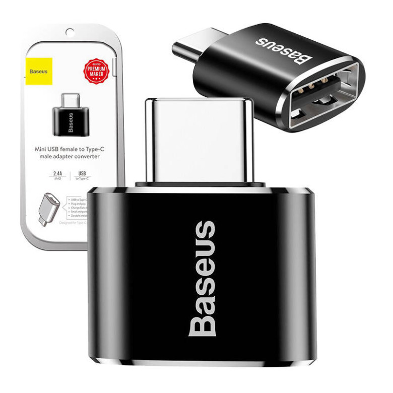 Baseus USB-USB Type-C 2.4A adapter (fekete) Baseus USB-USB Type-C 2.4A adapter (fekete)