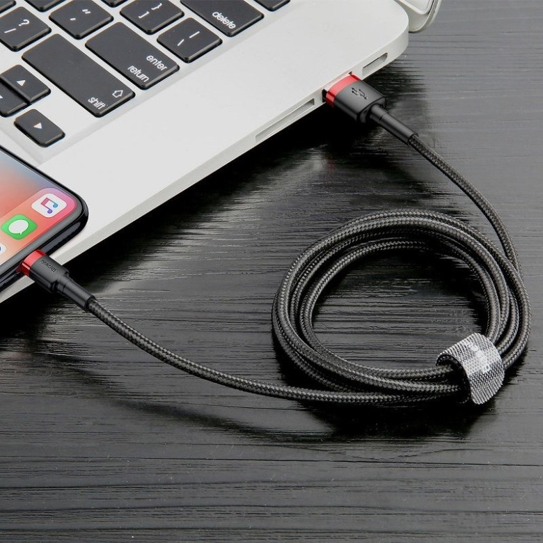 Baseus Cafule 2.4A Lightning USB-kábel 1m (fekete-piros) Baseus Cafule 2.4A Lightning USB-kábel 1m (fekete-piros)