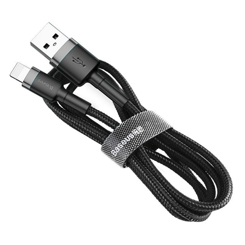 Baseus Cafule 2.4A Lightning USB-kábel 1 m (szürke-fekete) Baseus Cafule 2.4A Lightning USB-kábel 1 m (szürke-fekete)