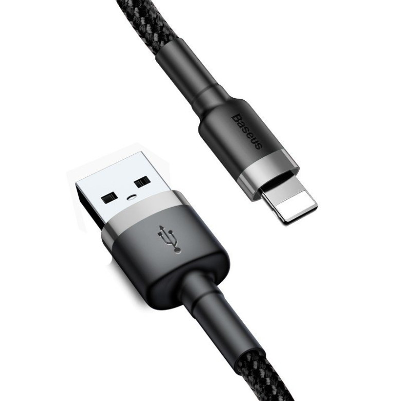 Baseus Cafule 2.4A Lightning USB-kábel 1 m (szürke-fekete) Baseus Cafule 2.4A Lightning USB-kábel 1 m (szürke-fekete)