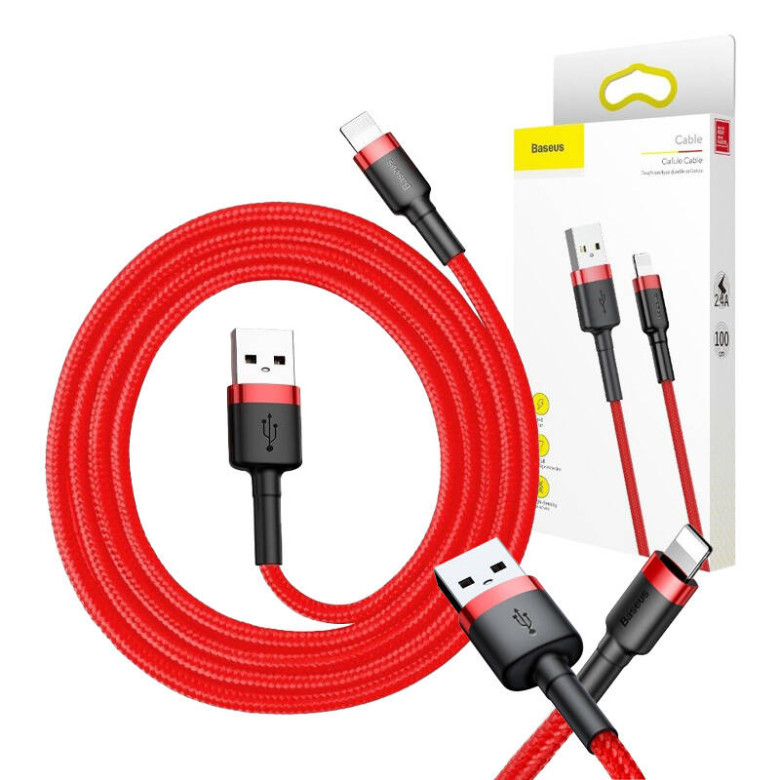 Baseus Cafule 1,5A 2 m-es Lightning USB-kábel (piros)