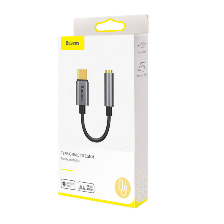 Baseus L54 USB-C audioadapter + 3,5 mm-es mini jack csatlakozó (szürke) Baseus L54 USB-C audioadapter + 3,5 mm-es mini jack csatlakozó (szürke)