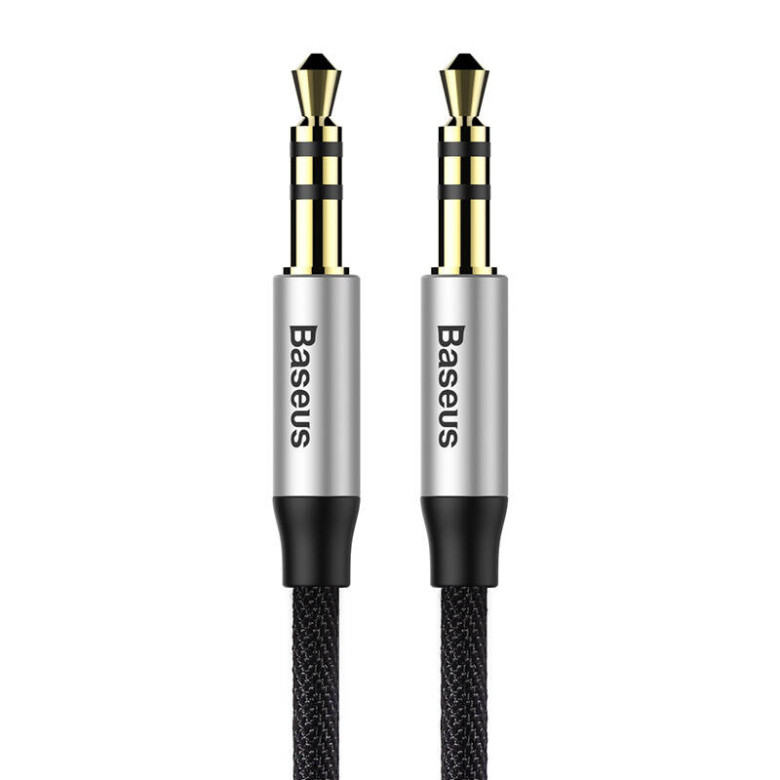 3,5 mm-es mini jack audiokábel AUX Baseus Yiven 1,5 m (fekete és ezüst)