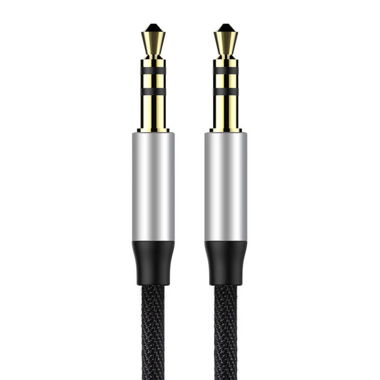 3,5 mm-es mini jack audiokábel AUX Baseus Yiven 1,5 m (fekete és ezüst)
