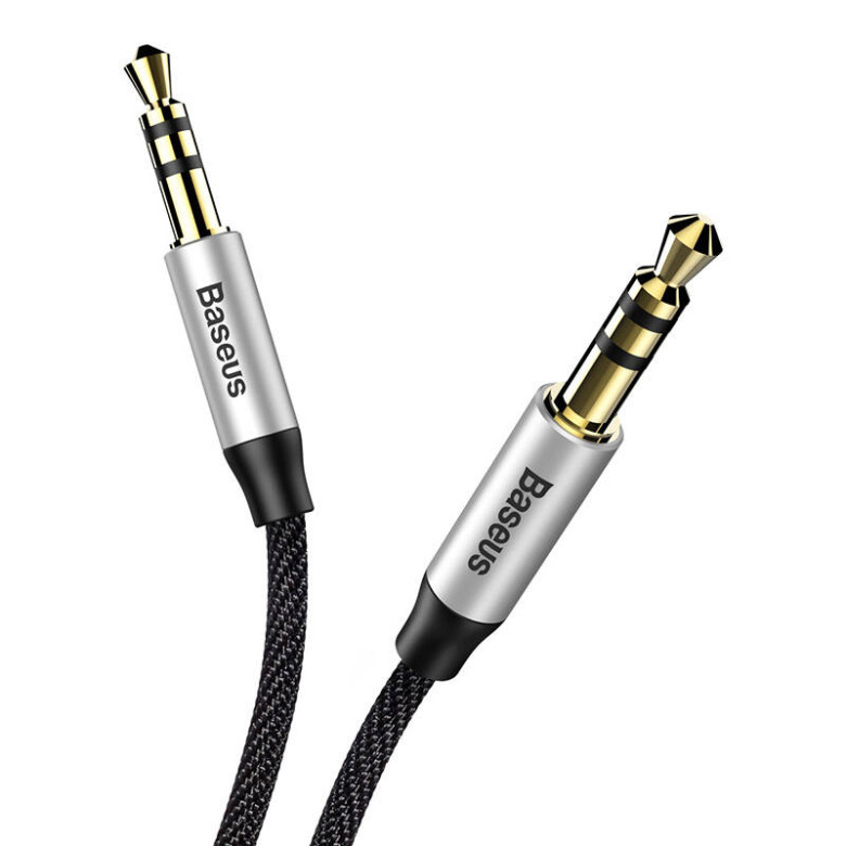 3,5 mm-es mini jack audiokábel AUX Baseus Yiven 1,5 m (fekete és ezüst)