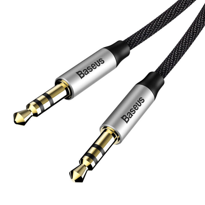 3,5 mm-es mini jack audiokábel AUX Baseus Yiven 1,5 m (fekete és ezüst)
