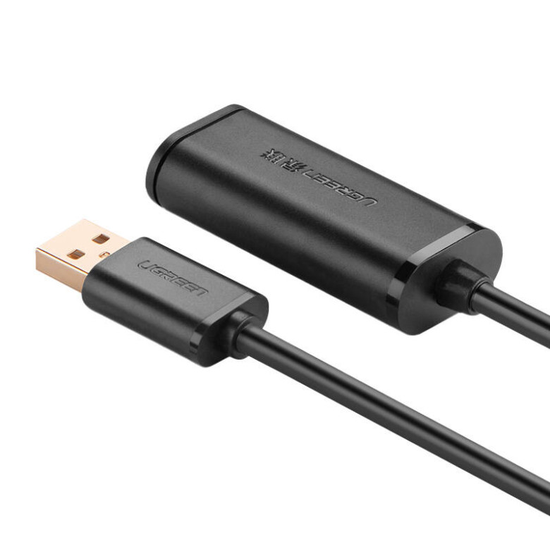 UGREEN US121 USB 2.0 hosszabbító kábel, aktív, 10m (fekete) UGREEN US121 USB 2.0 hosszabbító kábel, aktív, 10m (fekete)