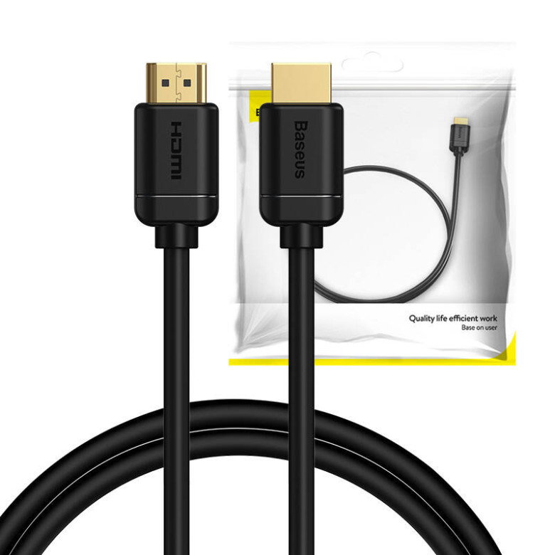 Baseus HDMI 2.0 kábel, 4K 60Hz, 3D, HDR, 18Gbps, 1m (fekete) Baseus HDMI 2.0 kábel, 4K 60Hz, 3D, HDR, 18Gbps, 1m (fekete)