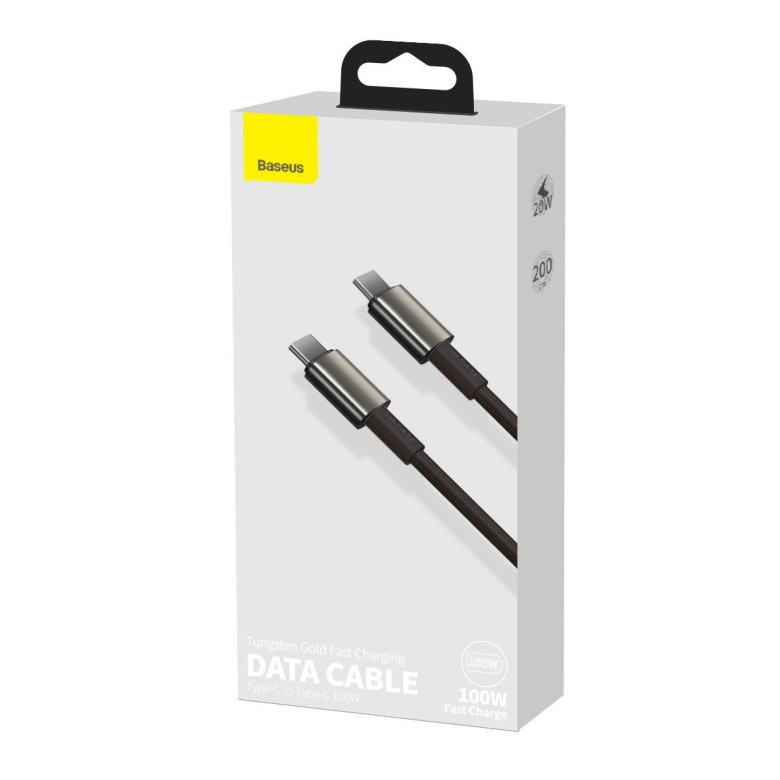 Baseus Tungsten Gold USB-C-USB-C kábel, 100 W, 2 m (fekete) Baseus Tungsten Gold USB-C-USB-C kábel, 100 W, 2 m (fekete)