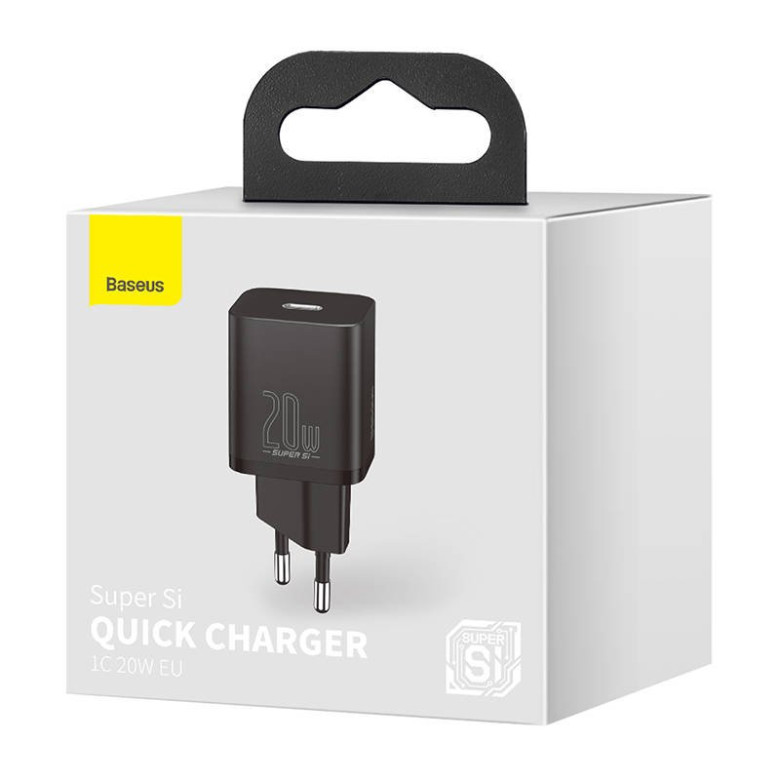 Baseus Super Si gyorstöltő 1C 20W (fekete) Baseus Super Si gyorstöltő 1C 20W (fekete)