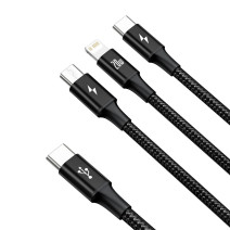 Baseus Rapid Series USB-C 3 az 1-ben kábel, mikro USB / Lightning / USB-C, 20 W, 1,5 m (fekete) Baseus Rapid Series USB-C 3 az 1-ben kábel, mikro USB / Lightning / USB-C, 20 W, 1,5 m (fekete)