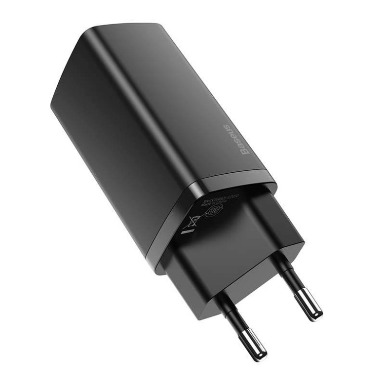 Baseus GaN2 Lite fali töltő, USB + USB-C, 65 W, EU (fekete) Baseus GaN2 Lite fali töltő, USB + USB-C, 65 W, EU (fekete)