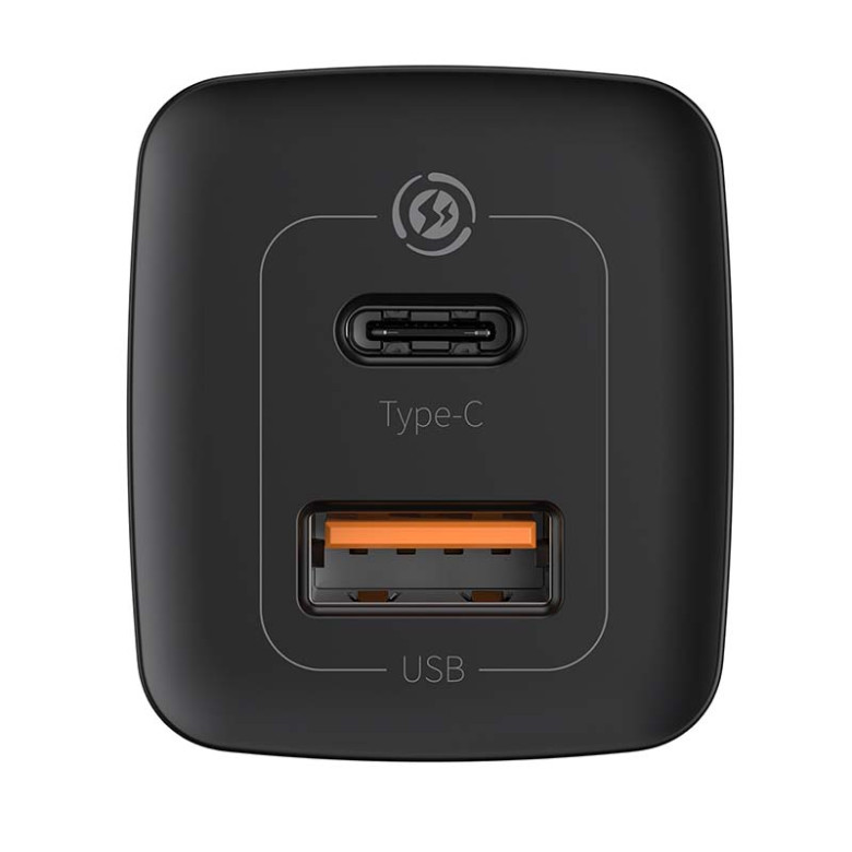 Baseus GaN2 Lite fali töltő, USB + USB-C, 65 W, EU (fekete) Baseus GaN2 Lite fali töltő, USB + USB-C, 65 W, EU (fekete)