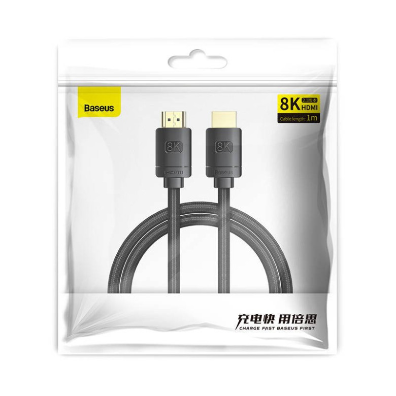 Baseus High Definition Series HDMI 2.1 kábel, 8K 60Hz, 3D, HDR, 48Gbps, 1m (fekete) Baseus High Definition Series HDMI 2.1 kábel, 8K 60Hz, 3D, HDR, 48Gbps, 1m (fekete)