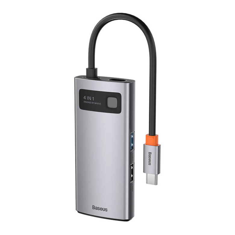 Baseus Metal Gleam Series 4 az 1-ben hub, USB-C - USB 3.0 + USB 2.0 + HDMI + USB-C PD (szürke) Baseus Metal Gleam Series 4 az 1-ben hub, USB-C - USB 3.0 + USB 2.0 + HDMI + USB-C PD (szürke)