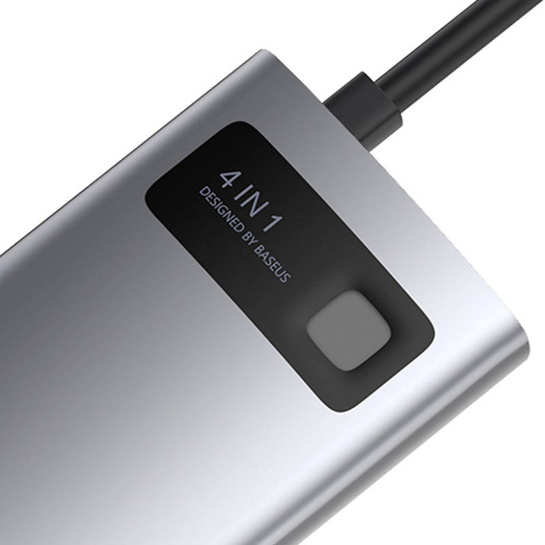 Baseus Metal Gleam Series 4 az 1-ben hub, USB-C - USB 3.0 + USB 2.0 + HDMI + USB-C PD (szürke) Baseus Metal Gleam Series 4 az 1-ben hub, USB-C - USB 3.0 + USB 2.0 + HDMI + USB-C PD (szürke)