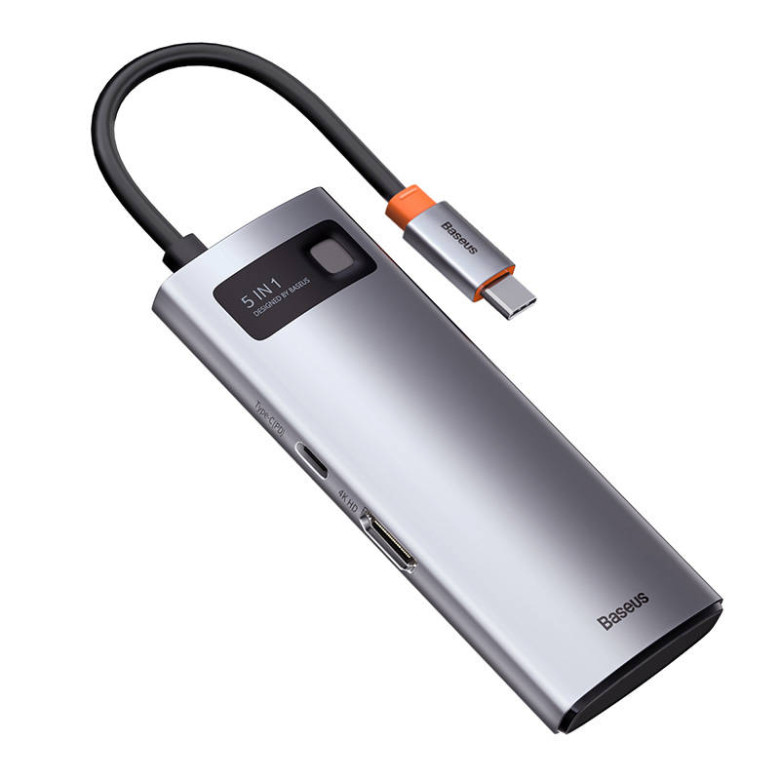 Baseus Metal Gleam Series 5 az 1-ben hub, USB-C - 3x USB 3.0 + HDMI + USB-C PD Baseus Metal Gleam Series 5 az 1-ben hub, USB-C - 3x USB 3.0 + HDMI + USB-C PD