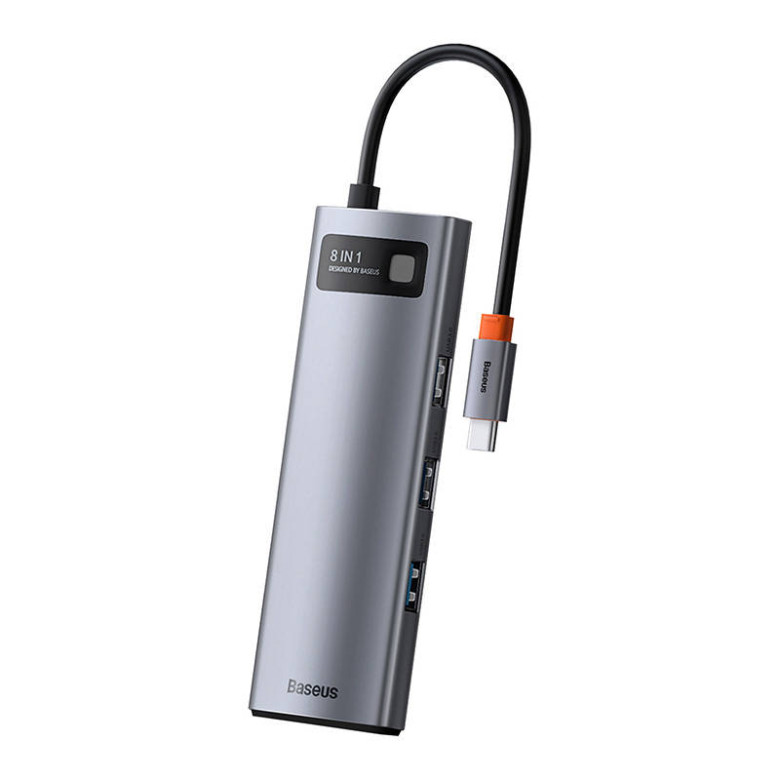 Baseus Metal Gleam Series 8 az 1-ben hub, USB-C - 3x USB 3.0 + HDMI + USB-C PD + Ethernet RJ45 + microSD / SD Baseus Metal Gleam Series 8 az 1-ben hub, USB-C - 3x USB 3.0 + HDMI + USB-C PD + Ethernet RJ45 + microSD / SD