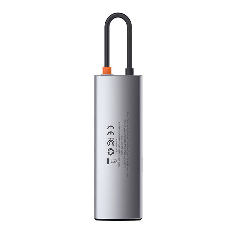 Baseus Metal Gleam Series 8 az 1-ben hub, USB-C - 3x USB 3.0 + HDMI + USB-C PD + Ethernet RJ45 + microSD / SD Baseus Metal Gleam Series 8 az 1-ben hub, USB-C - 3x USB 3.0 + HDMI + USB-C PD + Ethernet RJ45 + microSD / SD