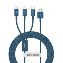 Baseus Superior Series 3 az 1-ben USB-kábel, USB-Micro USB / USB-C / Lightning, 3,5 A, 1,5 m (kék) Baseus Superior Series 3 az 1-ben USB-kábel, USB-Micro USB / USB-C / Lightning, 3,5 A, 1,5 m (kék)