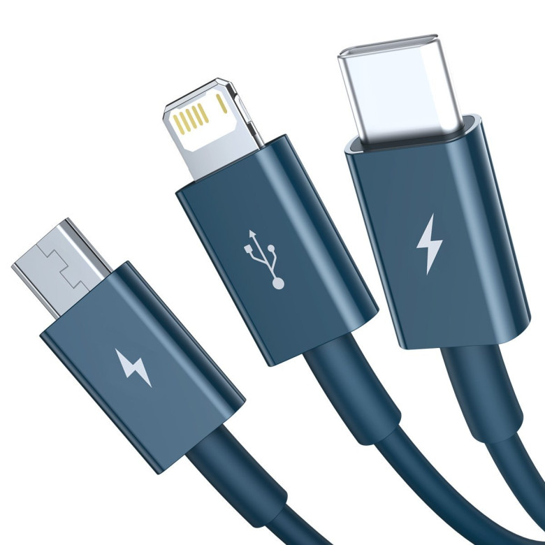 Baseus Superior Series 3 az 1-ben USB-kábel, USB-Micro USB / USB-C / Lightning, 3,5 A, 1,5 m (kék) Baseus Superior Series 3 az 1-ben USB-kábel, USB-Micro USB / USB-C / Lightning, 3,5 A, 1,5 m (kék)