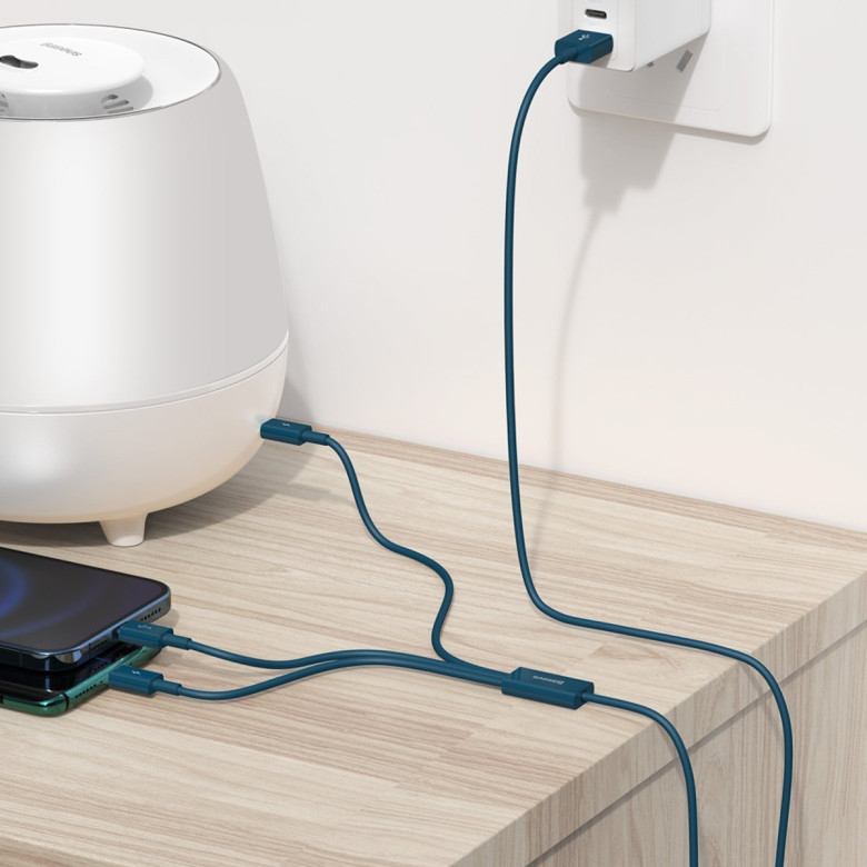 Baseus Superior Series 3 az 1-ben USB-kábel, USB-Micro USB / USB-C / Lightning, 3,5 A, 1,5 m (kék) Baseus Superior Series 3 az 1-ben USB-kábel, USB-Micro USB / USB-C / Lightning, 3,5 A, 1,5 m (kék)