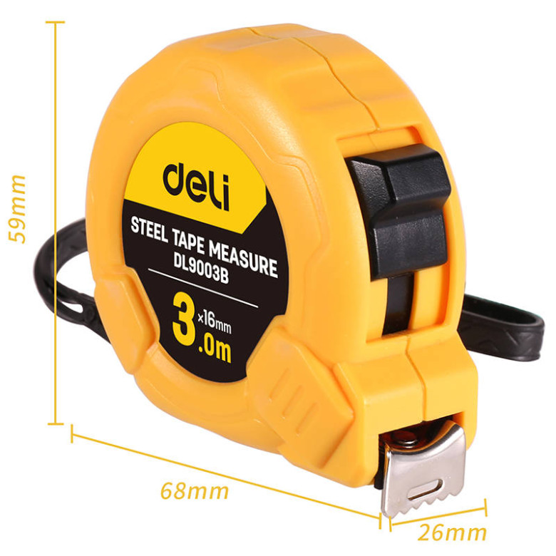 Deli Tools EDL9003B mérőszalag 3m / 16mm (sárga) Deli Tools EDL9003B mérőszalag 3m / 16mm (sárga)