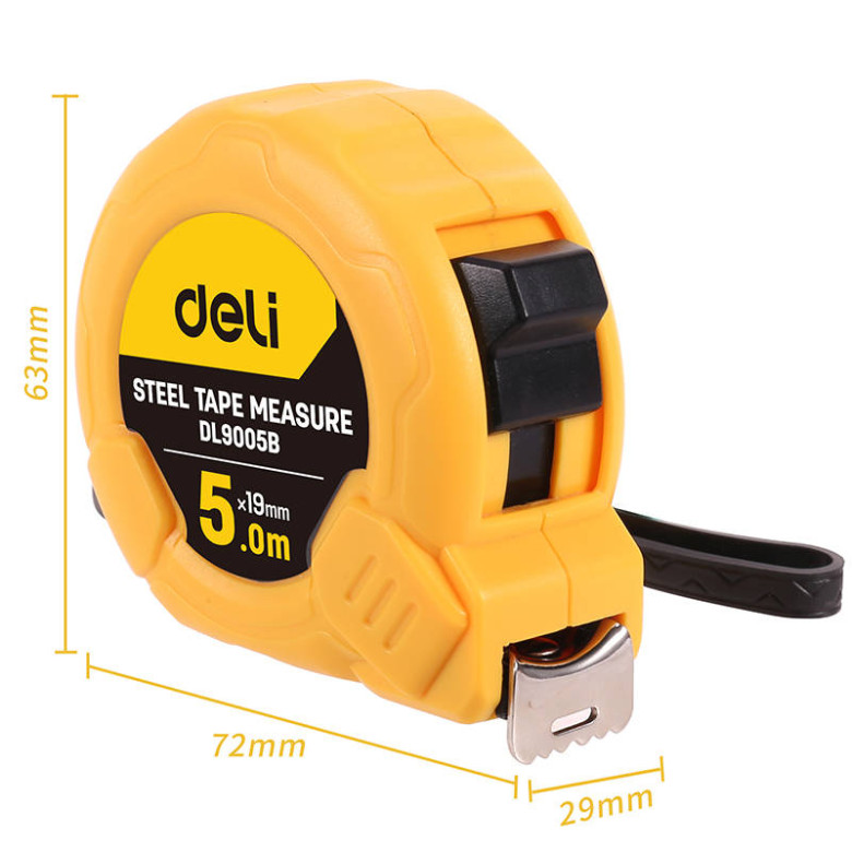 Deli Tools EDL9005B mérőszalag 5m / 19mm (sárga) Deli Tools EDL9005B mérőszalag 5m / 19mm (sárga)