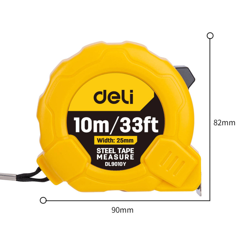 Deli Tools EDL9010Y mérőszalag, 10m / 25mm (sárga) Deli Tools EDL9010Y mérőszalag, 10m / 25mm (sárga)