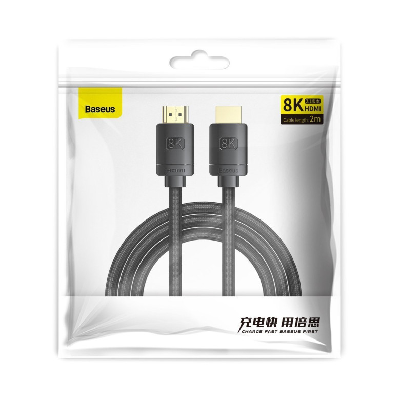 Baseus High Definition Series HDMI 2.1 kábel, 8K 60Hz, 3D, HDR, 48Gbps, 3m (fekete) Baseus High Definition Series HDMI 2.1 kábel, 8K 60Hz, 3D, HDR, 48Gbps, 3m (fekete)