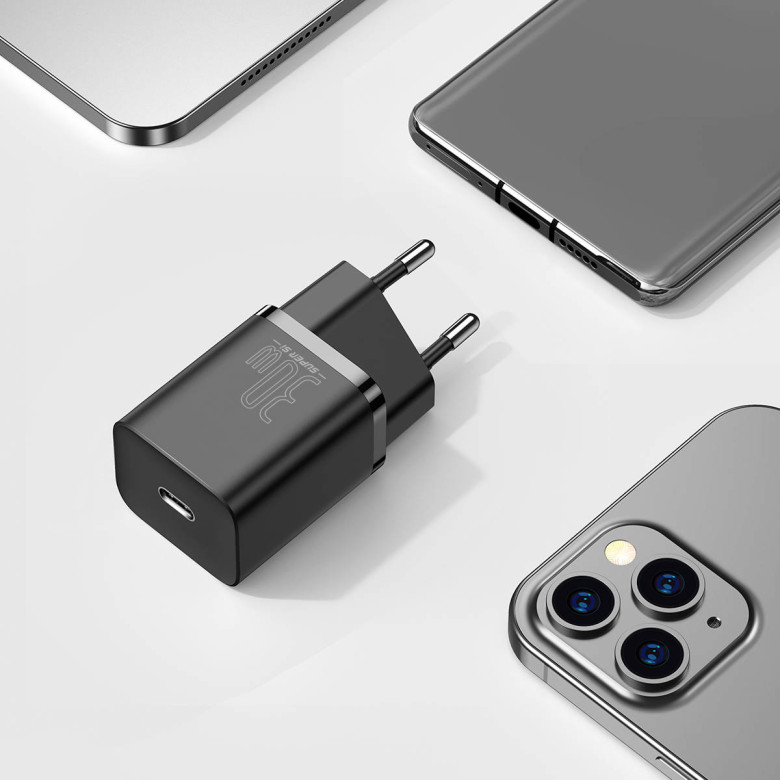 Baseus Super Si gyorstöltő 1C 30W (fekete) Baseus Super Si gyorstöltő 1C 30W (fekete)