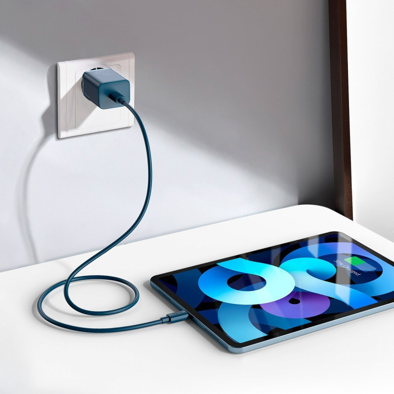 Baseus Super Si Quick Charger 1C 20W fali töltő 1 m-es USB-C-lighting kábellel (kék) Baseus Super Si Quick Charger 1C 20W fali töltő 1 m-es USB-C-lighting kábellel (kék)