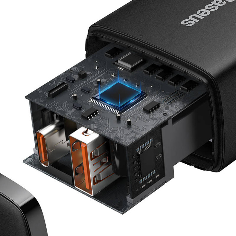 Baseus kompakt gyorstöltő, USB, USB-C, 20 W (fekete) Baseus kompakt gyorstöltő, USB, USB-C, 20 W (fekete)