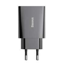 Baseus speed mini gyorstöltő, USB + USB-C, PD, 3A, 20 W (fekete) Baseus speed mini gyorstöltő, USB + USB-C, PD, 3A, 20 W (fekete)