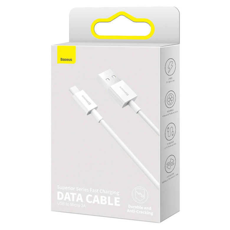 Baseus Superior Series USB-micro USB kábel, 2A, 2m (fehér) Baseus Superior Series USB-micro USB kábel, 2A, 2m (fehér)