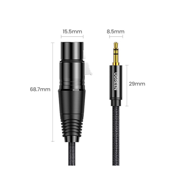 UGREEN AV182 Kábel XLR-bemenet 3,5-es jack 3,5-es csatlakozó, 2m (fekete) UGREEN AV182 Kábel XLR-bemenet 3,5-es jack 3,5-es csatlakozó, 2m (fekete)
