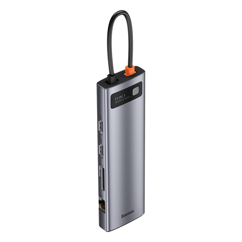 Baseus Metal Gleam Series 11 az 1-ben hub, USB-C - 3x USB 3.0 + 2x HDMI + USB-C PD + Ethernet RJ45 + microSD / SD + VGA + AUX Baseus Metal Gleam Series 11 az 1-ben hub, USB-C - 3x USB 3.0 + 2x HDMI + USB-C PD + Ethernet RJ45 + microSD / SD + VGA + AUX