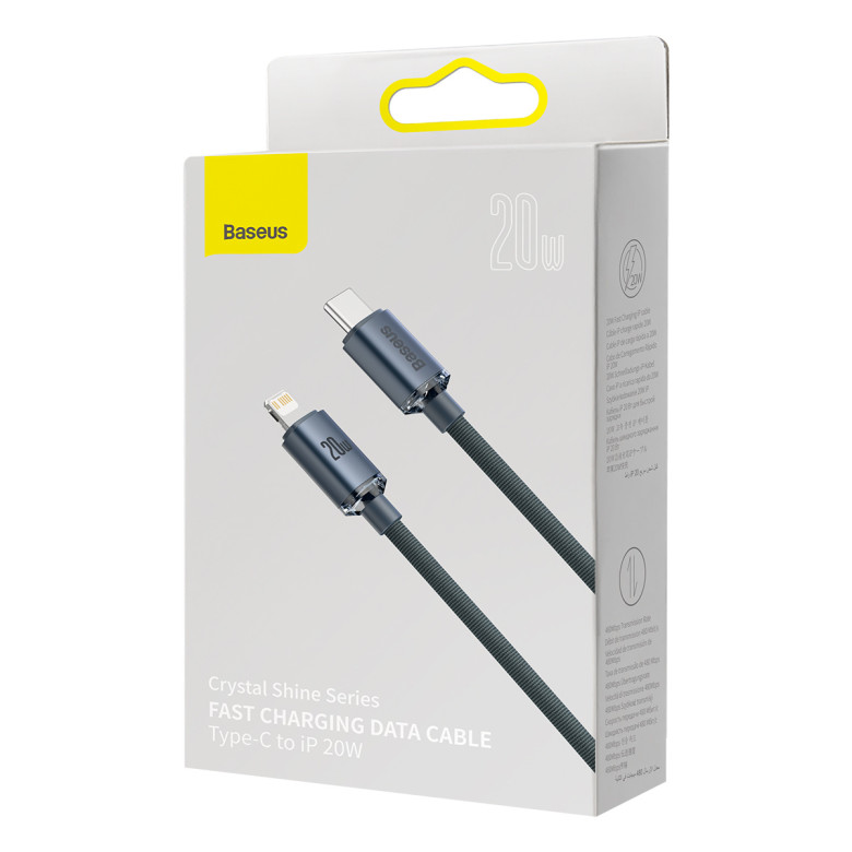 Baseus Crystal Shine USB-C kábel a Lightninghez, 20W, PD, 2m (fekete) Baseus Crystal Shine USB-C kábel a Lightninghez, 20W, PD, 2m (fekete)