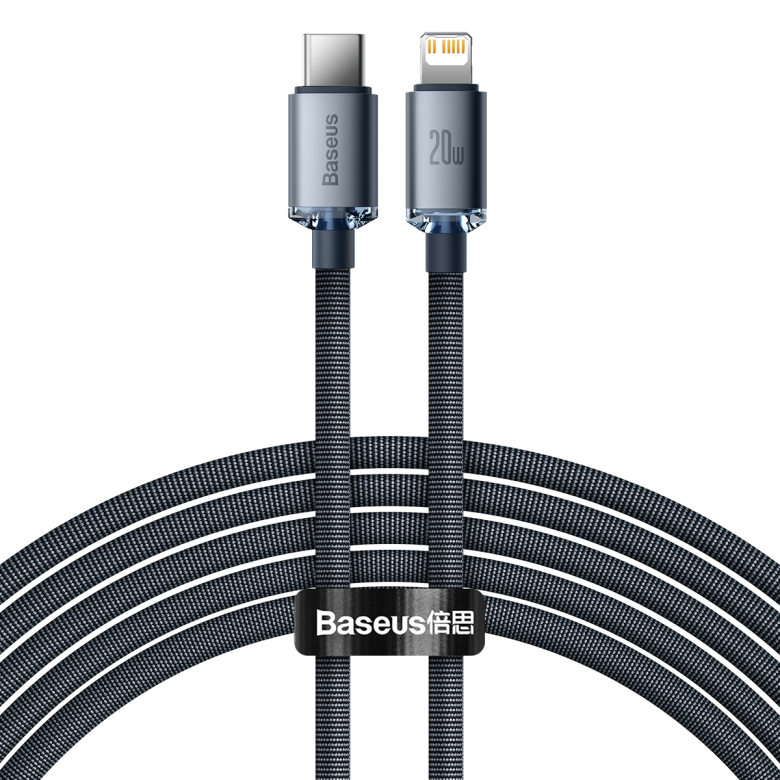 Baseus Crystal Shine USB-C kábel a Lightninghez, 20W, PD, 2m (fekete) Baseus Crystal Shine USB-C kábel a Lightninghez, 20W, PD, 2m (fekete)