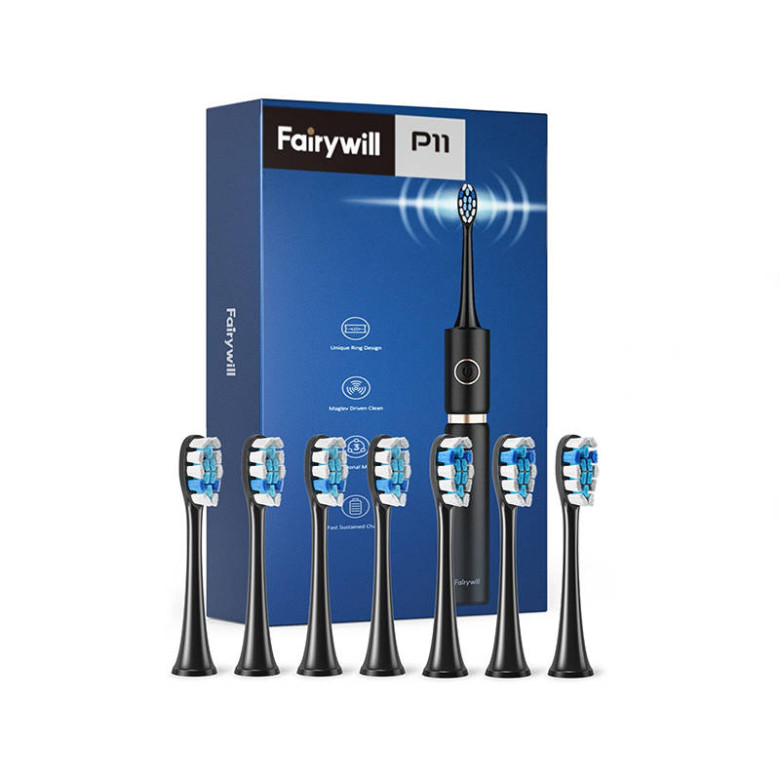 FairyWill P11 Szónikus fogkefe fejkészlettel és tokkal (fekete) FairyWill P11 Szónikus fogkefe fejkészlettel és tokkal (fekete)
