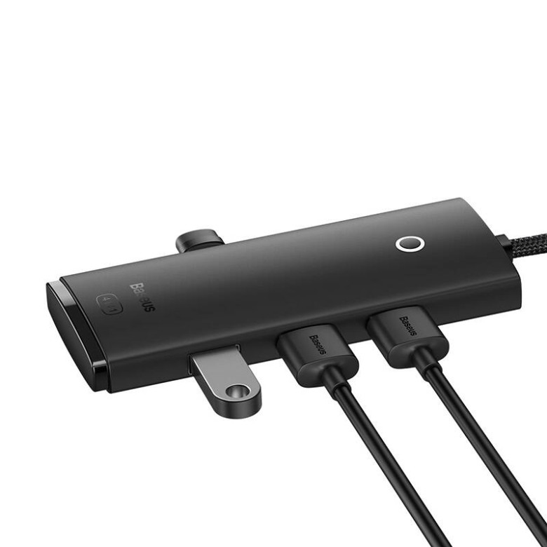 Baseus Lite sorozat Hub 4 az 1-ben USB-C 4x USB 3.0 + USB-C, 25cm (fekete) Baseus Lite sorozat Hub 4 az 1-ben USB-C 4x USB 3.0 + USB-C, 25cm (fekete)