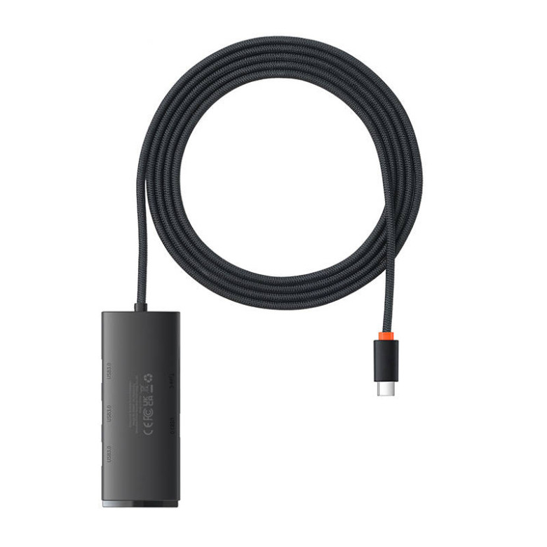 Baseus Lite sorozat Hub 4 az 1-ben USB-C 4x USB 3.0 + USB-C, 2m (fekete) Baseus Lite sorozat Hub 4 az 1-ben USB-C 4x USB 3.0 + USB-C, 2m (fekete)