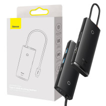Baseus Lite Sorozat Hub 6 az 1-ben USB-C - 2x USB 3.0 + USB-C PD + HDMI + SD/TF (fekete)