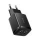 Baseus kompakt gyorstöltő, 2x USB, 10.5W (fekete)