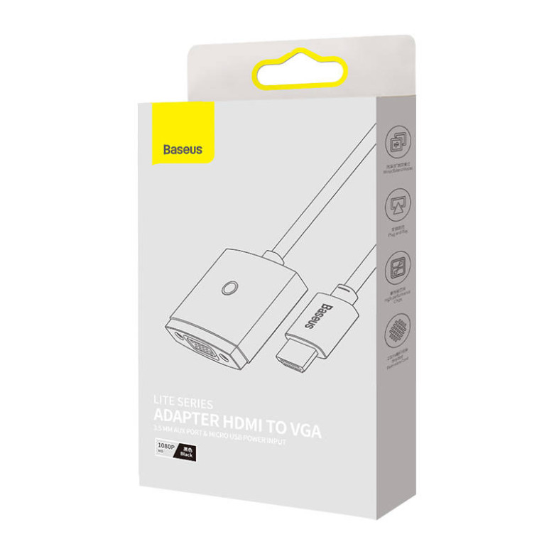 Baseus Lite Series HDMI-VGA adapter (fekete) Baseus Lite Series HDMI-VGA adapter (fekete)