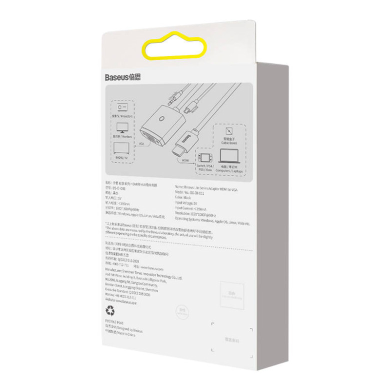 Baseus Lite Series HDMI-VGA adapter (fekete) Baseus Lite Series HDMI-VGA adapter (fekete)