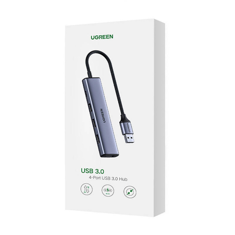 UGREEN 5 az 1-ben adapter, USB 4x USB 3.0 (szürke) UGREEN 5 az 1-ben adapter, USB 4x USB 3.0 (szürke)